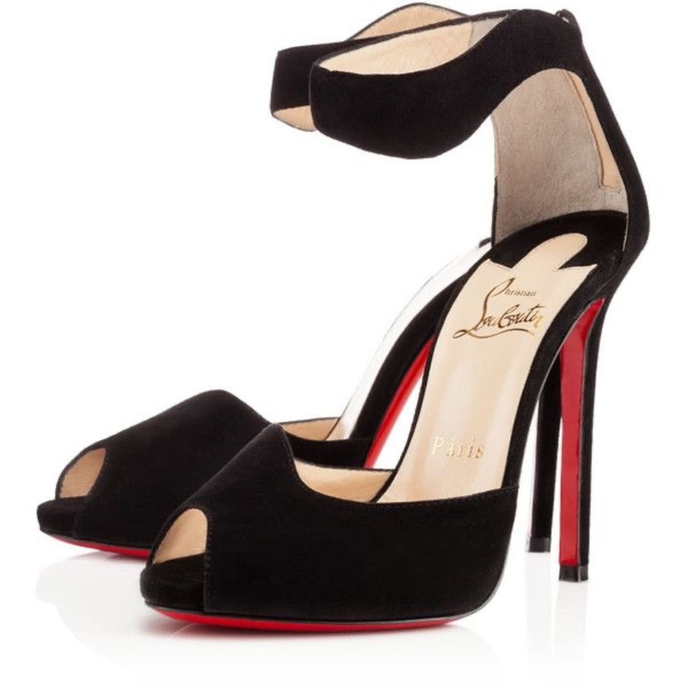 Christian Louboutin Black Peep-Toe Heels